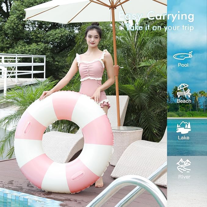 2 PCS Inflatable Pool Floats for Swimming Pool Party Lake Beach Adults - Floaties Pool Tubes Swim Rings Tubes Floaties for Beach Pool Party Decorations