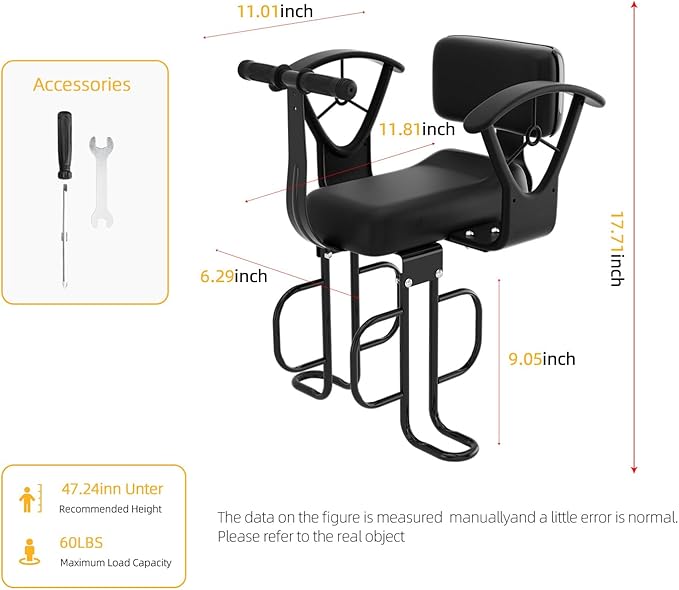 Rear Child Bike Seat,Rear Mounted Child Bike Seats,Back Mount Child Seat with Back Rest Armrest Foot Pedals,Width Adjustable Bicycle Rear Seat,Fits All Bicycle Rear Frames