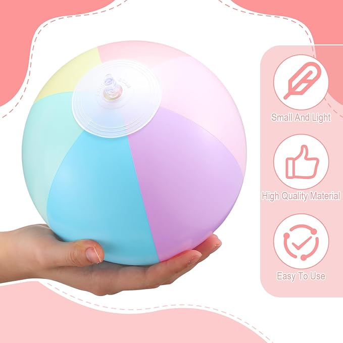 24 Pcs Inflatable Beach Balls Bulk Pastel Color Jumbo Big Macaron Beach Balls for Adults Summer Swimming Pool Water Games Party Favor(8 Inch)