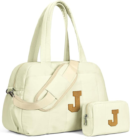 Gifts for 8 Year Old Girls-Duffle Bag for Travel Women, Travel Bags，Gifts for Girls-Initial Overnight Bag with Wet Pocket，Lightweight Weekender Bags Personalized Gym Tote with Makeup Pouch