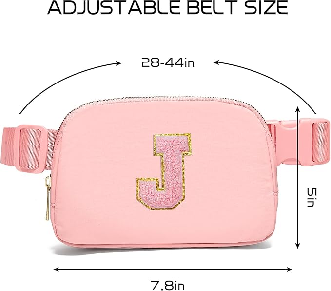 Gitus Customizable Belt Bag Fanny Pack for Girls Age 6-8 & 8-10 with Initial - Trendy Stuff (Light Pink-J)