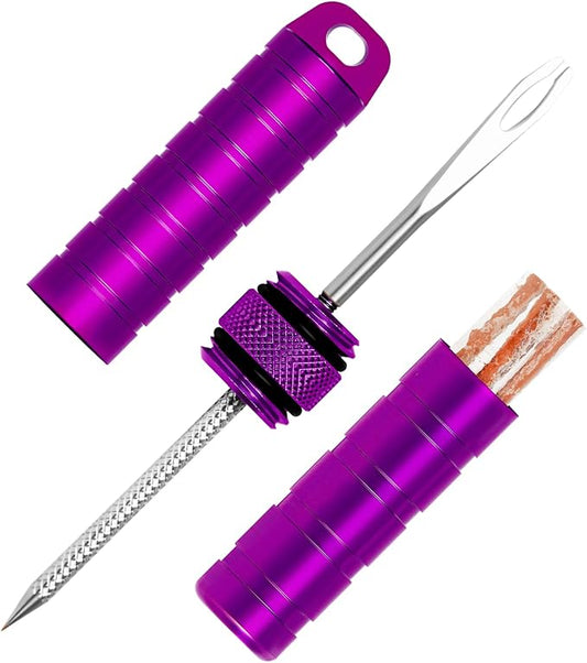 BWSHLF Tubeless Bike Tire Repair Kit for Mountain Bikes & Road Bicycles, Tubeless Tire Plug Kit with Storage Canister, Reamer, Insertion Fork, 10 Bacon Strips, Fix a Puncture or Flat, No Glue Needed