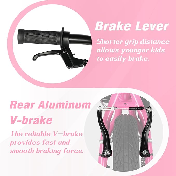 12 14 16 18 Inch Kids Bike BMX Style Bicycle with Training Wheels Coaster Brake for 2-10 Years Old Toddlers Boys Girls Multiple Colors