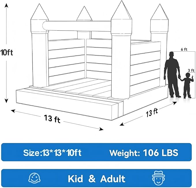 13x13ft Inflatable Halloween Bounce House for Adults & Kids - 100% PVC Commercial-Grade Black Bounce House, Spooky Halloween Theme for Backyard Parties, Halloween Events & Outdoor Gatherings