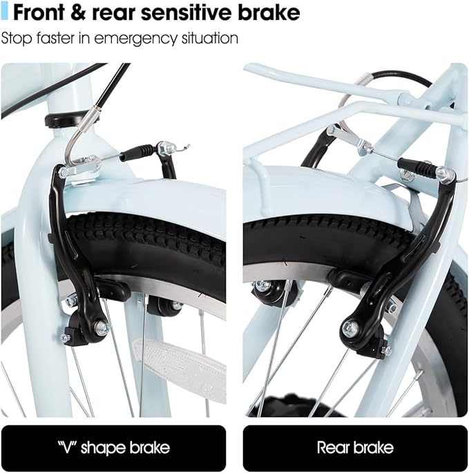 HILAND 26 inch Beach Cruiser Bike for Men and Women, 7 Speed Step-Through Frame Adult Bicycle with Rear Rack, Retrospec Bike Commuter City Bicycle