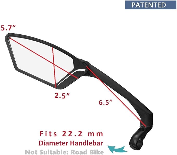 MEACHOW New Scratch Resistant Glass Lens,Handlebar Bike Mirror, Rotatable Safe Rearview Mirror, Bicycle Mirror,ME-010