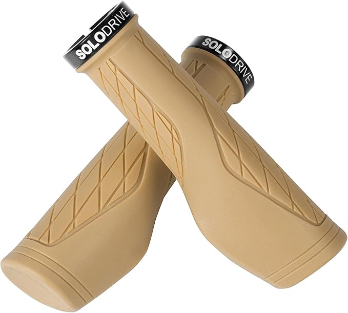 SOLODRIVE Ergonomic Design Mountain Bike Grips, Comfortable Bicycle Handlebar Grips, Single Lock-on and Non-Slip MTB Handle, Fit MTB, E-Bike, Hybrid, Scooter