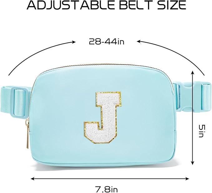 Gitus Birthday Gifts for 8 9 10 11 12 13 Year Old Girls Personalized Fanny Pack Crossbody Bags with Initial Letter Patch Belt Bag for Teen Girls Cute Trendy Stuff Travel Essentials (Icingblue-J)