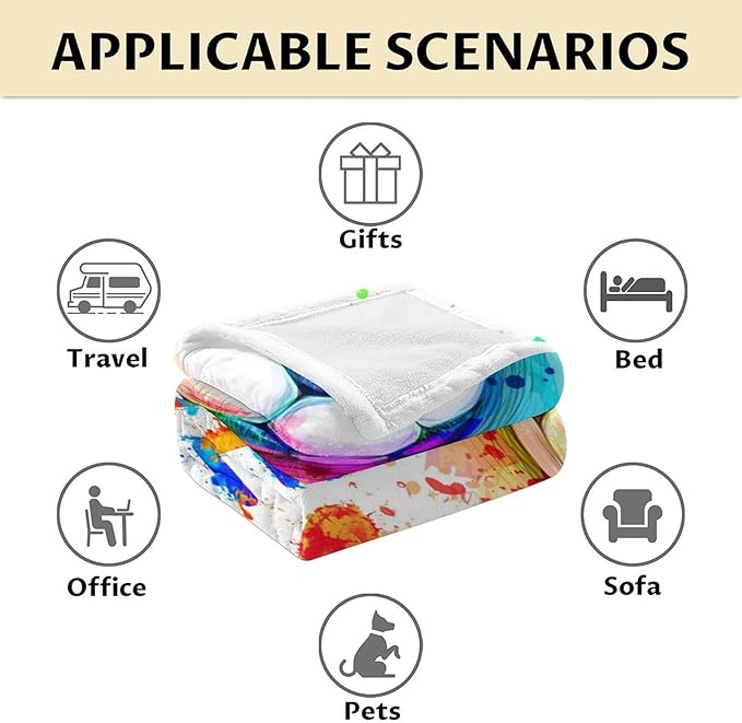 Soccer Throw Blanket - Soft, Fuzzy & Warm - 50x60 Inches Throw Size Blanket for Couch, Office - Colorful Soccer Gifts for Girls, Boys