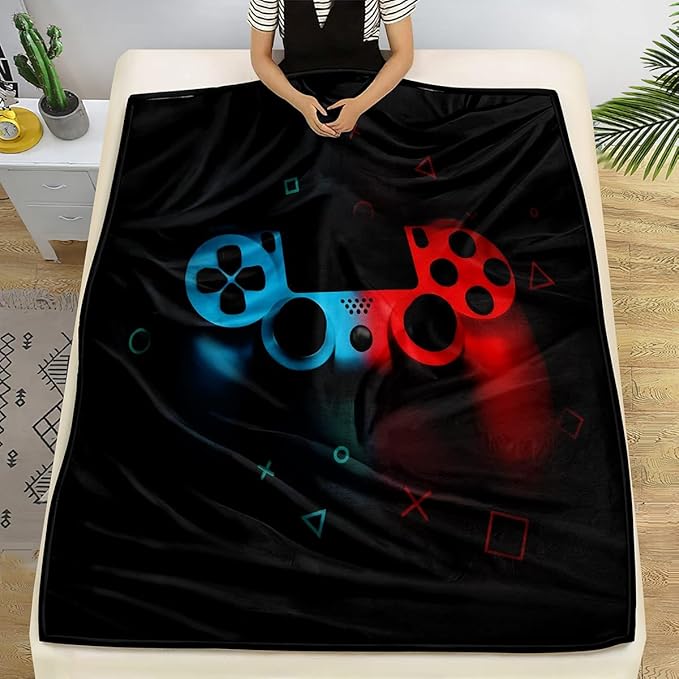 lirs Bedding Gaming Throw Blanket 80" x 60’’ Super Soft, Fleece, Gamer Gift for Couch Sofa for for Kids Boys Teens Video Game (MT-A07, 80’’x60)