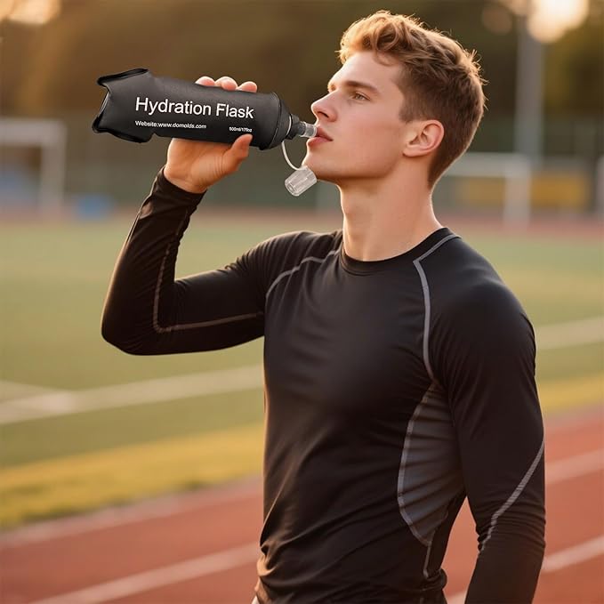 GYGYL Soft Flask, TPU Collapsible Soft Water Bottle for Hydration Pack, Running Vest, Leak-Proof Folding Water Bottle for Hiking Cycling Climbing Jogging-250ml Black, 2pcs