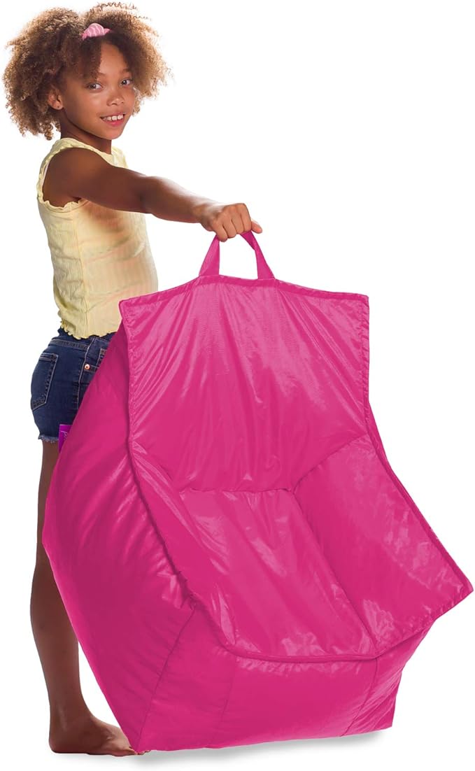 Posh Creations Bean Bag Chair Structured Comfy Seat Use for Gaming, Reading and Watching TV, Newport, Pink