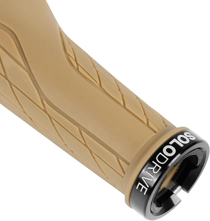 SOLODRIVE Ergonomic Design Mountain Bike Grips, Comfortable Bicycle Handlebar Grips, Single Lock-on and Non-Slip MTB Handle, Fit MTB, E-Bike, Hybrid, Scooter
