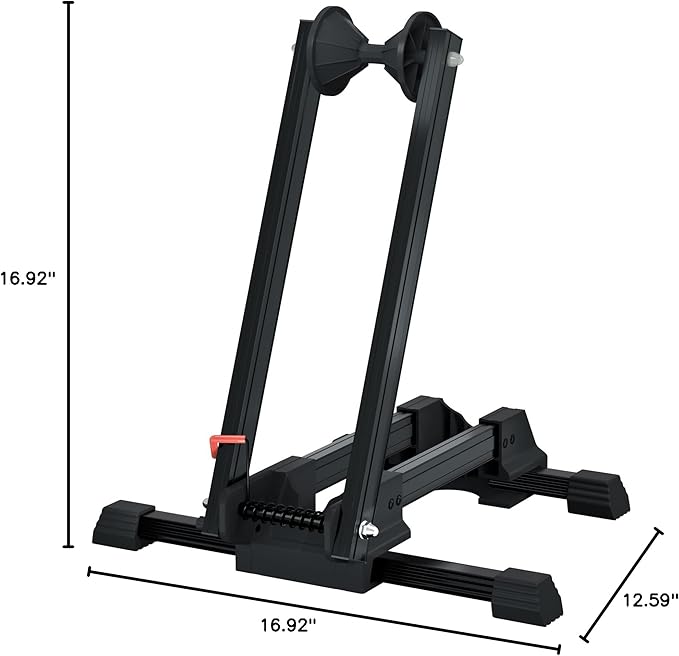 Sports Foldable Alloy Bicycle Stand Bike Floor Parking Rack Steady Wheel Holder Fit 20"-29" BikesIndoor Home Garage Cycling Storage Organizer Cycle Tires Rack Holder for Mountain and Road Bike
