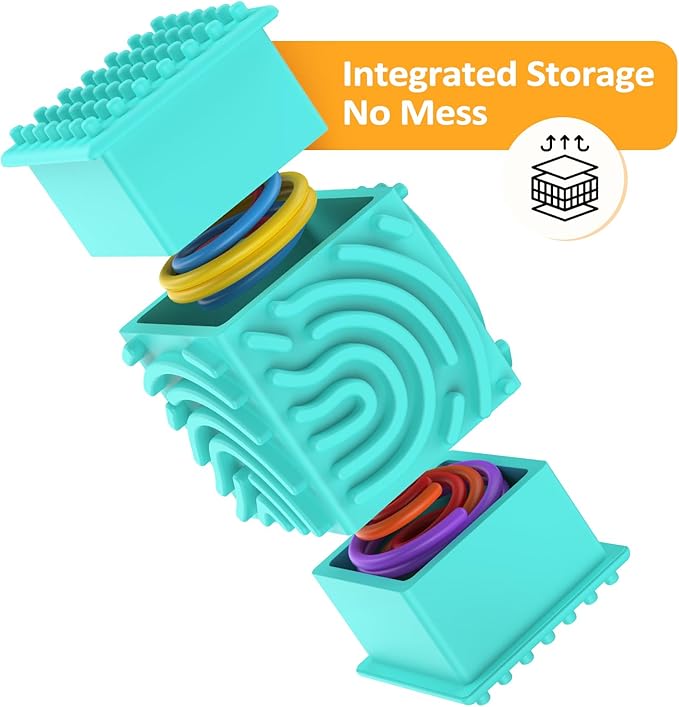 Silicone Sensory Activity Board – Fidget Travel Toys for Kids & Toddler, ADHD Autism Anxiety Relief Items (Blue)