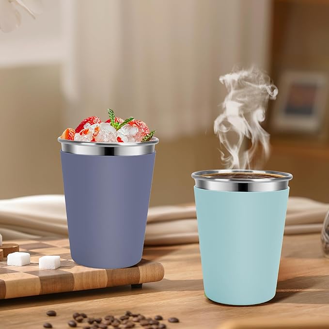 Kids Cups with Straws and Lids Leak Proof, 12oz Sippy Cups for Toddlers 1-3 No Spill, Spill Proof Cup Stainless Steel Kids Cup with Lids for School, Outdoor, 6 Pack