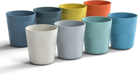 Homestockplus 8 Oz Wheat Straw Drinking Cups, 【Set of 8】 Small Plastic Cups Reusable, BPA Free Unbreakable Water Cups for Kitchen and Dining,Dishwasher and Microwave Safe