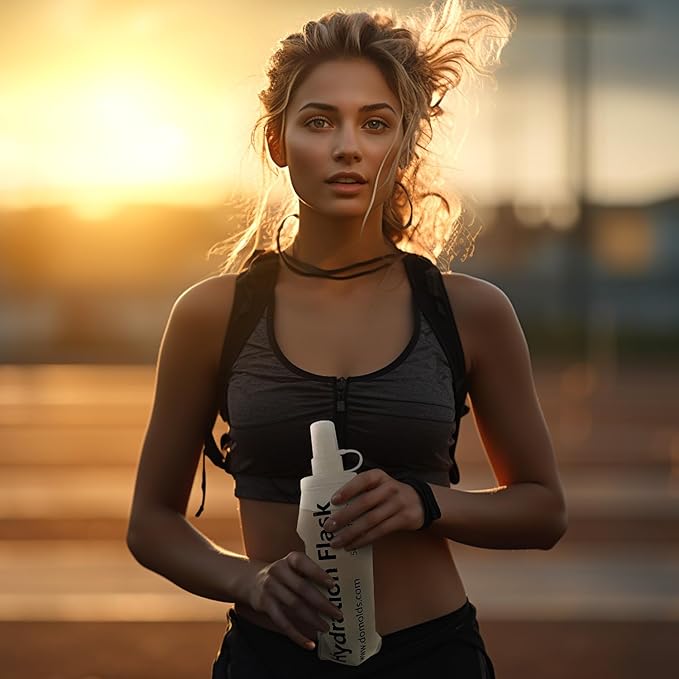 500ml Soft Flask Folding TPU Hydration Flask Running Water Bottle(17.6 oz), Water Pouch for Running Vest, Hiking, Cycling (White 500ml)