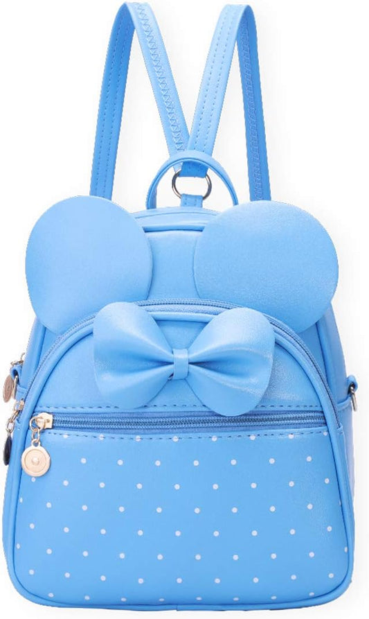 KL928 Girls Mini Backpack Bowknot Polka Dot Cute Small Daypacks Convertible Shoulder Bag Purse for Women