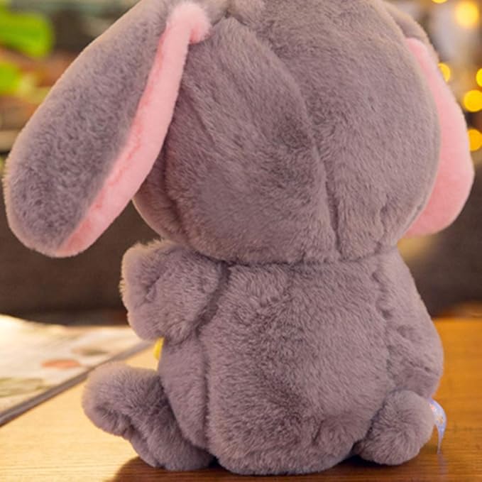 HOUPU Soft Toy - Sitting Lop Eared Rabbit, Easter White Rabbit Stuffed Bunny Animal with Carrot Soft Lovely Realistic Long-Eared Standing Pink Plush Toys (Gray-Star,29.5in/75cm)