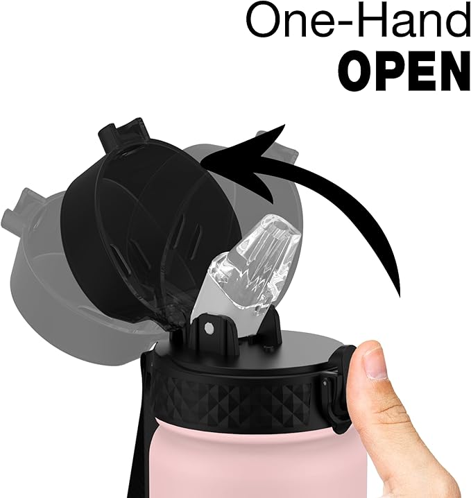 Kids Water Bottle, GOPPUS 14 Oz Stainless Steel Travel Bottle, Double Wall Vacuum Leak Proof Kids Cup for School Boys Girls,Pink