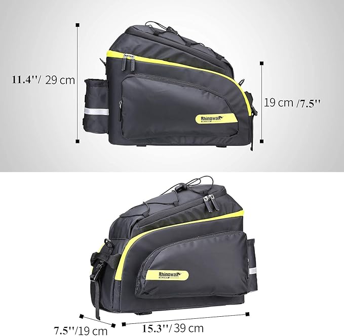 HUNTVP Bike Trunk Bag Bike Rear Seat Bag Waterproof Bike Pannier Bag 17L for Bicycle Cargo Rack Saddle Bag Bicycle Commuter Bag Shoulder Bag Laptop Pannier Rack Bicycle Bag (Black)