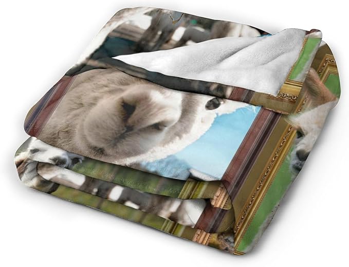 Alpaca Blanket Fleece Soft Warm Plush Llama Animal Throw Blanket Lightweight Plush Fuzzy Cozy Cute Alpaca Blankets Gift for Kids Adult Suitable for Couch Sofa Bed 50"X40"