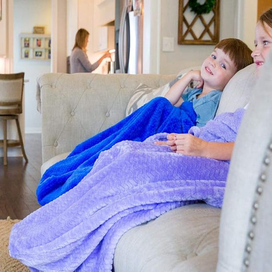 PediPocket Kidz Patented Foot Blanket – Lively Lilac – 40” x 50” with 15” Deep Foot Pocket, Plush Velvety Fleece Blanket for Kids,Everyday Luxurious Comfort, Machine Washable, Gift Idea (non-electric)