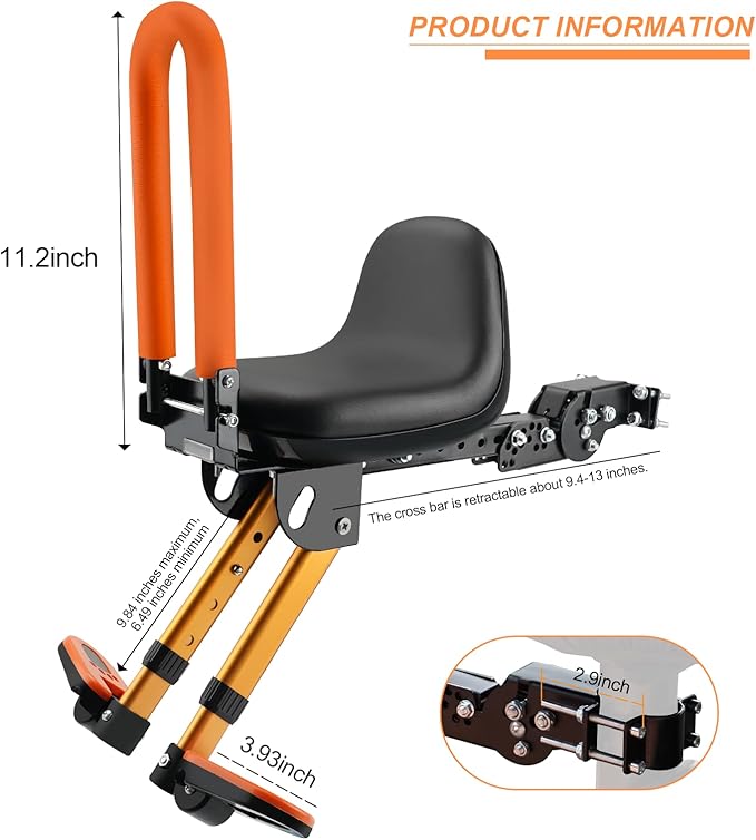 Thicken Front Child Bike Seat,Foldable Front Mounted Kids Bike Seat for City Bicycles Hybrid Cruiser Bicycles Pedal Scooter Motorcycle Bicycles