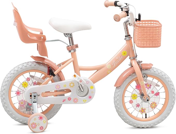 Girls Bike with Basket for Toddlers and Kids Aged 3-14 Years Old, 12 14 16 18 Inch with Training Wheels & Doll Seat, 20 Inch with Kickstand & Rear Rack, Princess Style Bicycle for Gift.