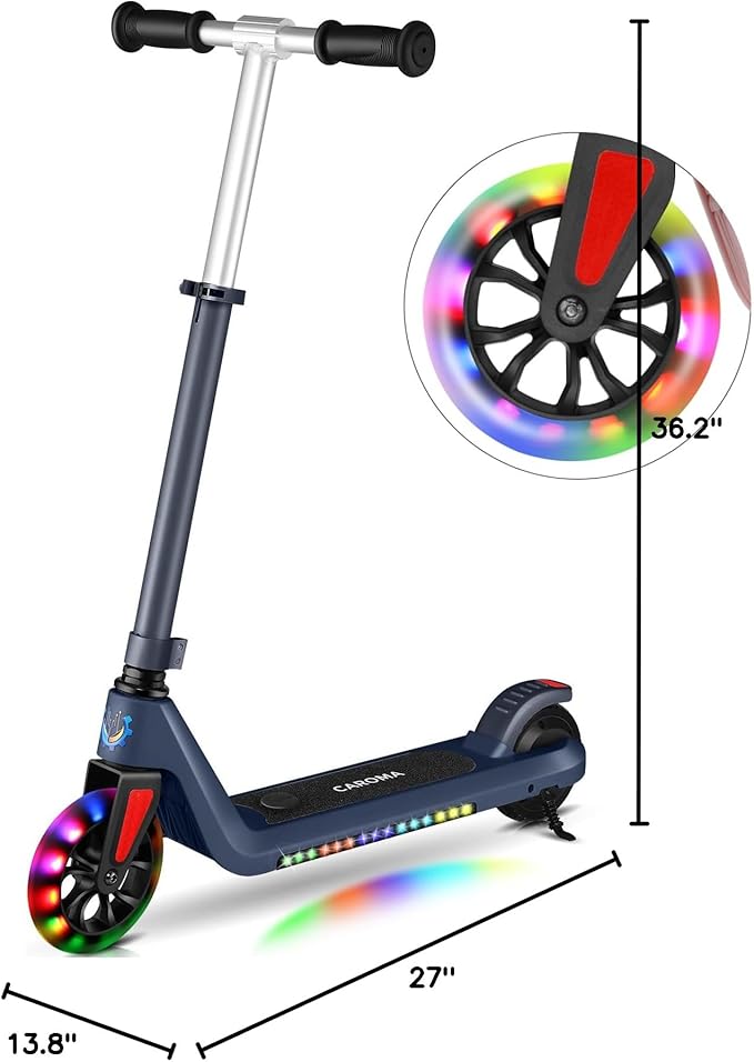 Caroma Electric Scooter for Kids Ages 6-14, 250W/180W/150W Motor & 15 Mph, 85 Mins Ride Time, Adjustable Height & Speed, LED Display, Kids Electric Scooter, Best Gifts for Boys & Girls