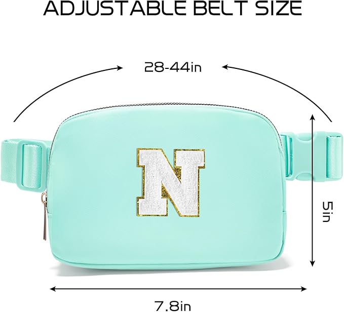 Gitus Birthday Gifts for 8 9 10 11 12 13 Year Old Girls Personalized Fanny Pack Crossbody Bags with Initial Letter Patch Belt Bag for Teen Girls Cute Trendy Stuff Travel Essentials (Mint Green-N)