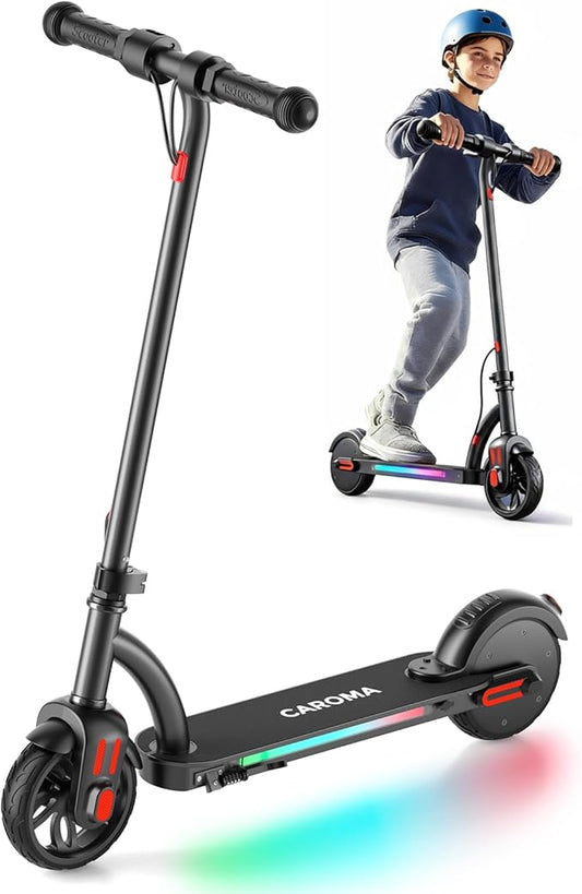 Caroma Electric Scooter for Kids Ages 6-14, 250W/180W/150W Motor & 15 Mph, 85 Mins Ride Time, Adjustable Height & Speed, LED Display, Kids Electric Scooter, Best Gifts for Boys & Girls