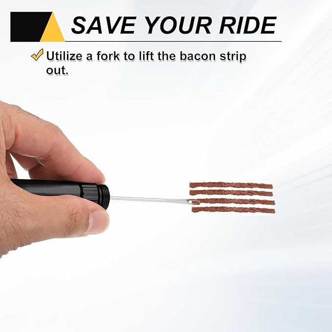 HARFINGTON Tubeless Bicycle Tire Repair Kit Bike Patch Tool Fix Puncture Flat with Plug Tool and Plugs for MTB Road Bicycle Tire, Black