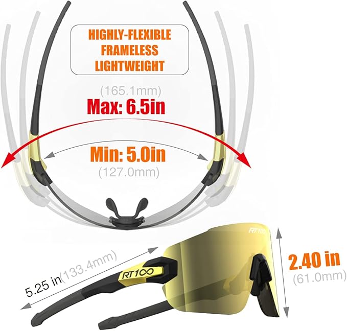 RIDE YOUR WAY Professional wrap around Frameless Cycling Sunglasses for Men and Women