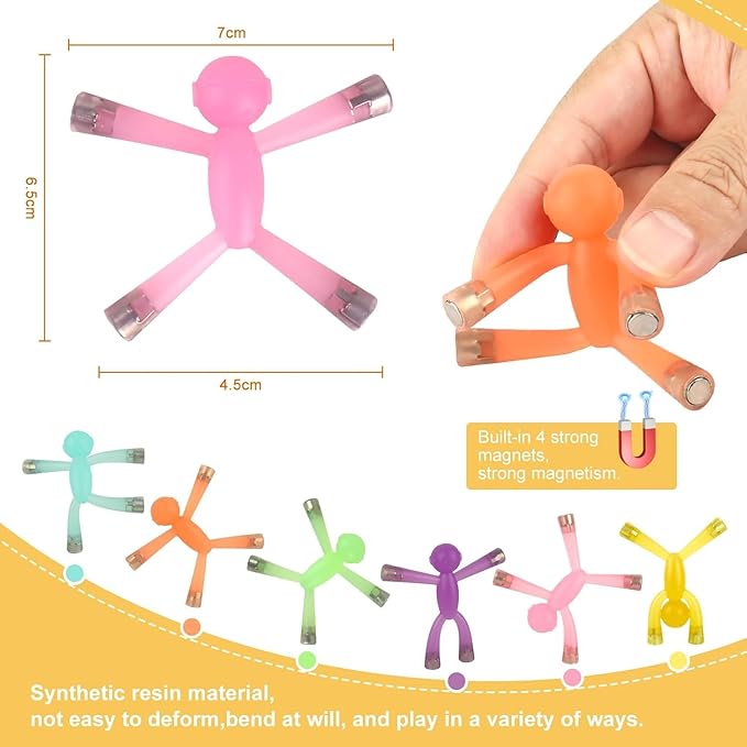 Magnetic Men, Whimsical and Colorful Humanoid Magnetic People Toys, 4pcs, Synthetic Resin