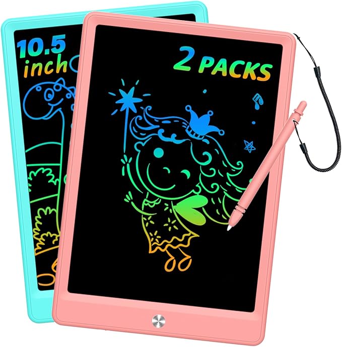 LCD Writing Tablet Doodle Board, Colorful Drawing Pad, Electronic Drawing Tablet, Drawing Pads,Travel Gifts for Kids Ages 3 4 5 6 7 8 Year Old Girls Boys (10.5 inch, Blue&Pink)