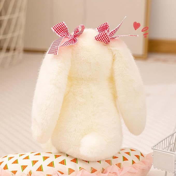 PEACH CAT Love Bunny Stuffed Animals Holds Red Heart 8" Cute Rabbit Plushies Soft Plush Toys Romantic Sweet Gifts for Girlfriends Kids White