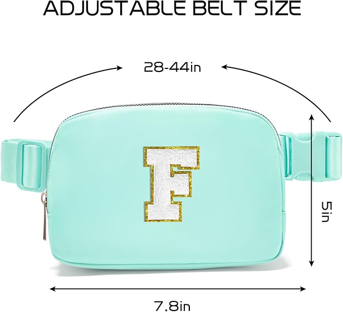 Gitus Birthday Gifts for 8 9 10 11 12 13 Year Old Girls Personalized Fanny Pack Crossbody Bags with Initial Letter Patch Belt Bag for Teen Girls Cute Trendy Stuff Travel Essentials (Mint Green-F)