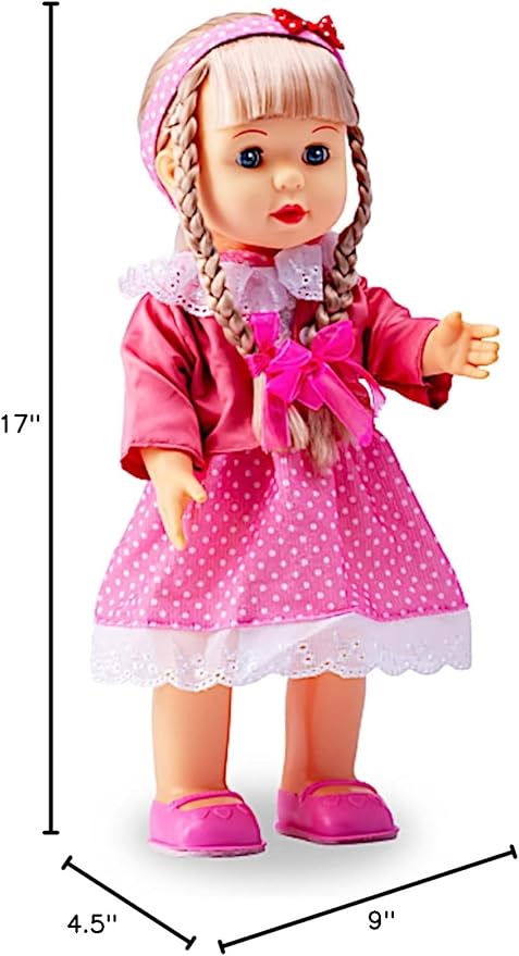 POCO DIVO Walking Doll 17" Interactive Vinyl Toy Baby Sonic Control Cuddly Girl Singing Talking Blonde Princess with Blinking Eyes