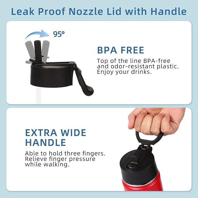 Volhoply 16 OZ Kids Water Bottle Bulk 2 Pack,Insulated Sports Bottles with Straw Lid,Stainless Steel Bottle with Handle Keep Cold & Hot,Double Wall Vacuum Tumbler Cups for School,Girls(Red, 2)