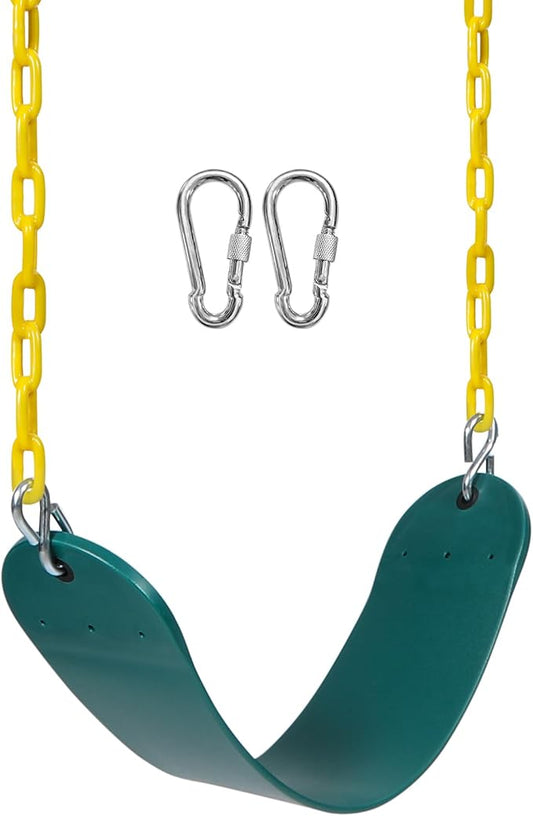 RedSwing Belt Swing Seat for Kid with 66" Heavy Duty Chains, Playground Swing Set Replacement Accessories with Snap Hooks, for Outdoor Backyard Play Safety, Green