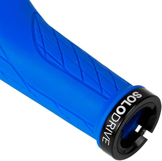 SOLODRIVE Ergonomic Design Mountain Bike Grips, Comfortable Bicycle Handlebar Grips, Single Lock-on and Non-Slip MTB Handle, Fit MTB, E-Bike, Hybrid, Scooter