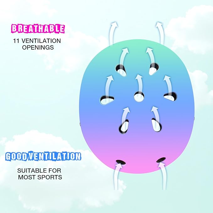 Color Gradient Adjustable Bike Helmet with Knee and Elbow Pads - Kids Toddler Boys and Girls Skateboard Helmet for Ages 3-14 | Ideal for Riding, Scooters, Inline Skating, Longboarding, Roller Skating