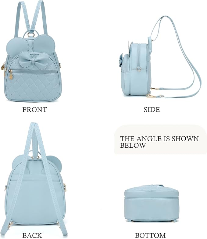 KL928 Girls Mini Backpack Bowknot Polka Dot Cute Small Daypacks Convertible Shoulder Bag Purse for Women