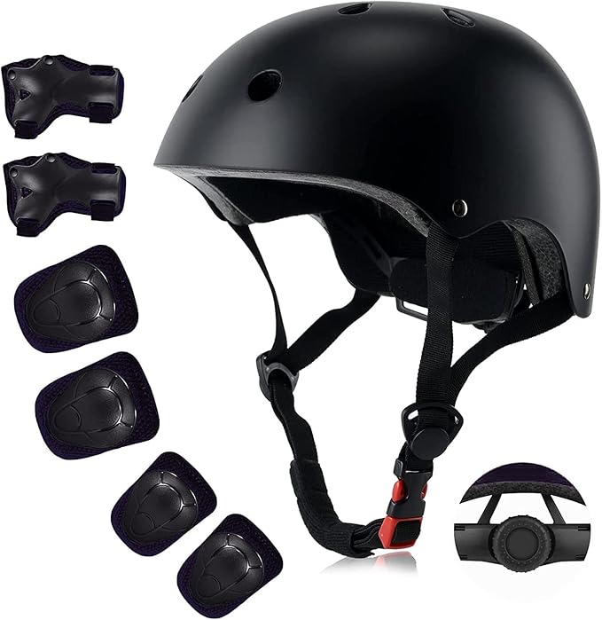 Kids Bike Helmet Set, CPSC Certified with Knee Pads Elbow Pads Wrist Guards,Adjustable Helmet for Ages 3-5-8-15 Toddler Kids&Youth,Bicycle Skateboarding…