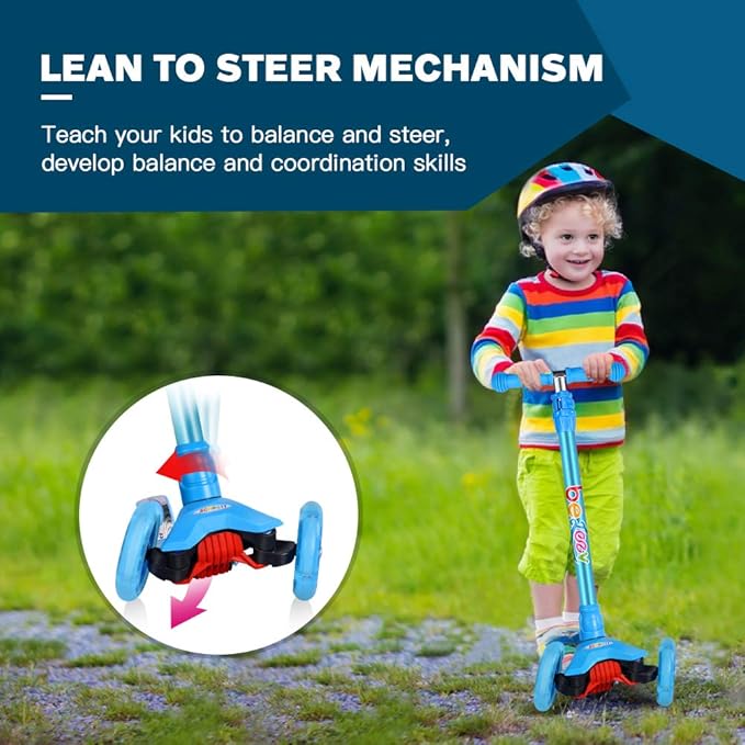 BELEEV Scooters for Kids 3 Wheel Kick Scooter for Toddlers Girls Boys, 4 Adjustable Height, Lean to Steer, Light up Wheels, Extra-Wide Deck, Easy to Assemble for Children Ages 3-12 (Rose Pink)