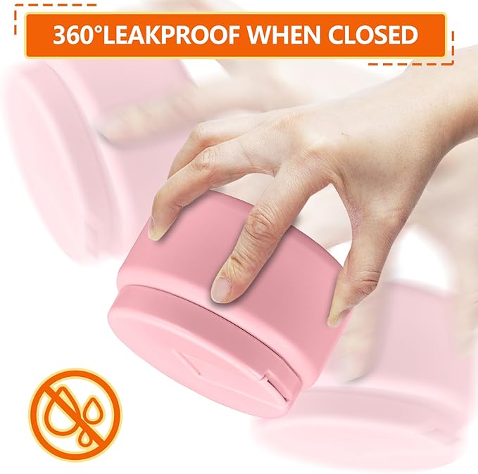 13.5oz Kids Jar for Hot Food, Insulated Vacuum Food Jar with Buckle Lid, Stainless Steel Wide Mouth Leak Proof Insulated Lunch Container for School Picnic Travel,Pink