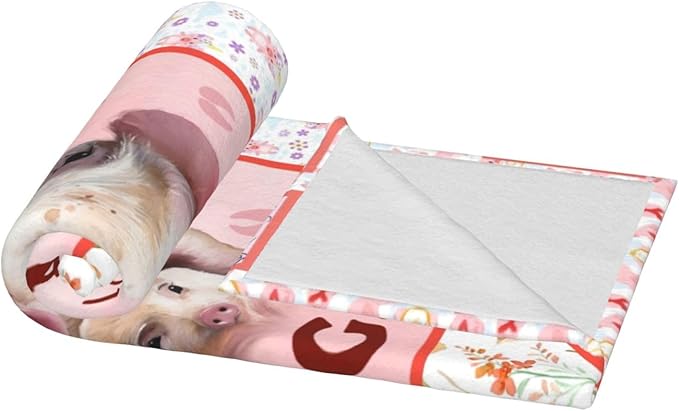 Cute Pig Blanket Just A Girl Who Loves Pigs Throw Blanket Ultra Soft Cozy Fleece Flower Animal Gift Fuzzy Plush Bedding Blankets for Kids Teens Adults Girls Boys Women Men 60"x50"