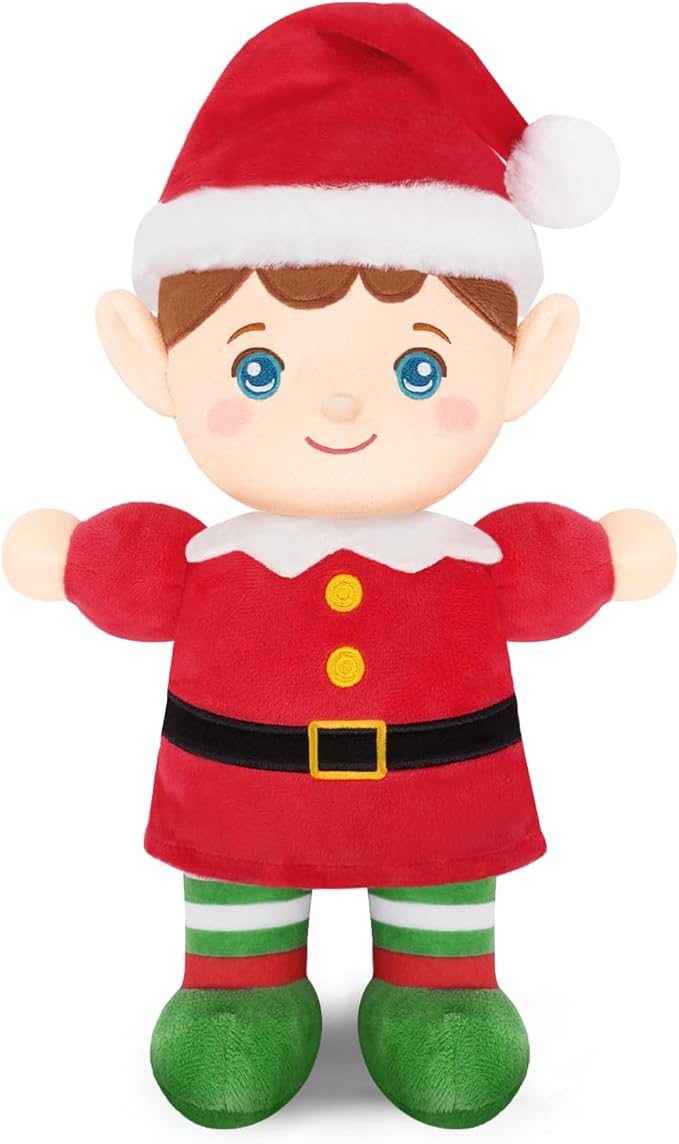 Christmas Elf Plush, Soft Baby Doll Boy First Baby Doll Toys Birthday Christmas Plushies Gift Elf Toy for Toddler Kids Infants